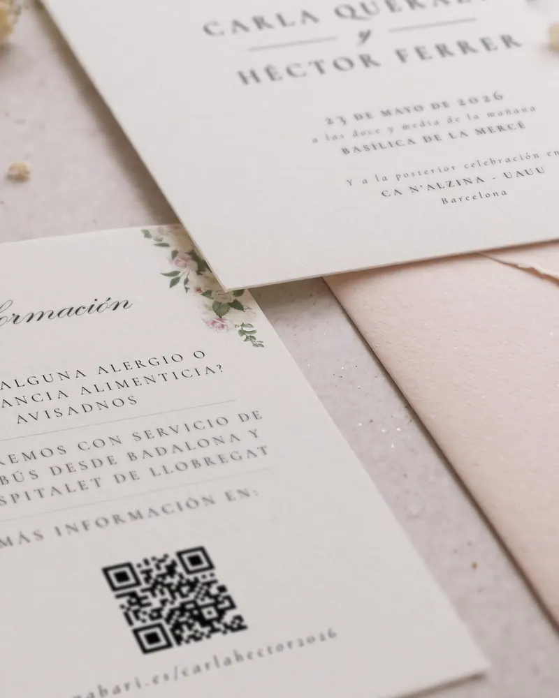 Vista de invitación web de boda